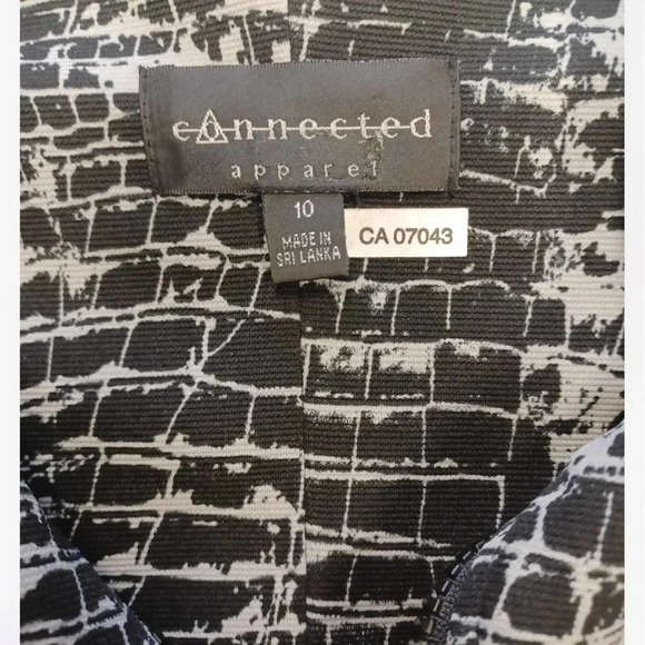 Connected Black Grey Geometric 3/4 Sleeve Midi Dress Size 10 - Picture 10 of 11